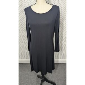 Eileen Fisher Blouse Women's Small Black Stretch Lagenlook Tunic Quiet Luxury